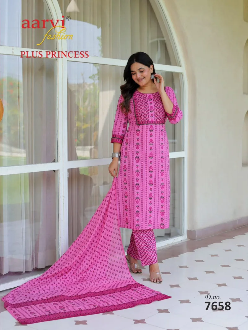 Plus Princess Vol 6 By Aarvi Printed Cotton Plus Size Readymade Dress 